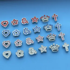 Alliage strass coeur croix couronne étoile breloques bijoux DIY accessoire détail.