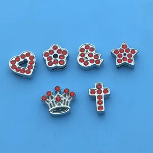 Rouges strass breloques perles cœur étoile couronne croix bijoux DIY accessoires 8mm