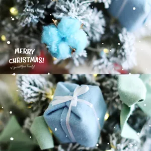 Mini Christmas tree decoration blue cotton gift box pendant holiday home tabletop decor items