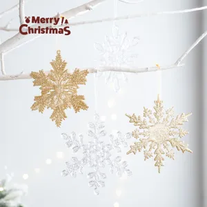 Glitter Plastic Sneeuwvlok Ornamenten Kerstboom Hangers Voor Feestelijke Vakantiefeest Decor En Foto Requisieten