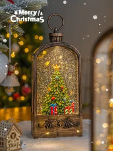 Christmas snow globe lantern decorative desktop ornament with built-in music box festive gift