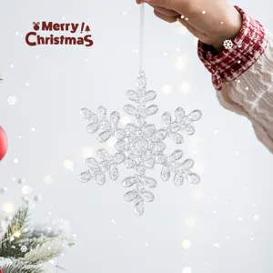 Transparant glitter Kerst sneeuwvlok hangende ornament voor vakantie boom feest decor zicht