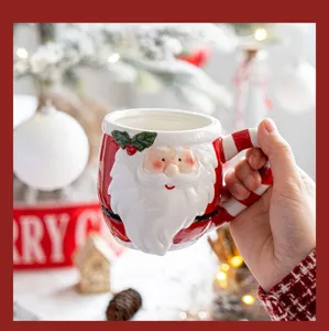 Christmas Santa Claus ceramic mug festive table decor party drinkware holiday gift photo prop