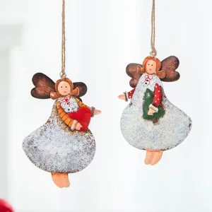 Weihnachtsmetall Engel Hängeornamente mit Herz und Baum für die Urlaubsbaumdekoration