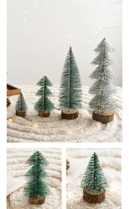 Mini albero di Natale decorazione da scrivania, decoro innevato per allestimento feste.