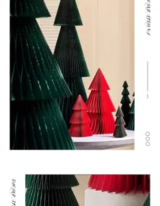Decoración de árbol de Navidad de papel en panal vista detallada, decoración festiva.