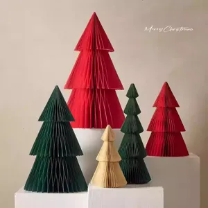Adorno de Árbol de Navidad de Papel de Panal Plegado Decoración de Escritorio de Papel Tridimensional Para el Hogar Fiesta Diseño de Escena
