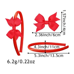Ensemble serre-tête nœud rouge uni cerceau à cheveux mignon pour femmes filles