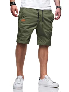 Shorts de Plage Tissés Casual d'Été pour Hommes Vert Olive Cordon Confortable Sport