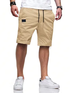 Shorts de plage de loisirs d'ete pour hommes tissu woven comfortable cordon taille plus mode