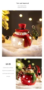 Weihnachten Keramik Schneemann und Rentier Figur Ornamente fuer festliche Tischdekoration.