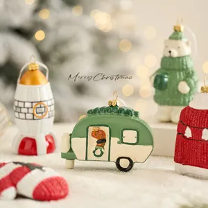 Christmas tree hanging ornaments, resin cute holiday decorations for festive home party decor.