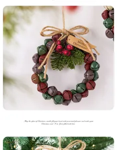 Christmas bell wreath hanging decor rustic holiday home party door ornament decoration