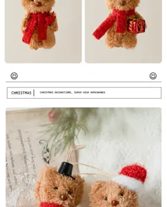 Pendentif en peluche d'ours de Noël, jouet doux pour décoration d'arbre et bureau festif.