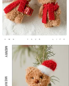 Ours en peluche de Noel suspendu pendentif jolie poupe decoration de table