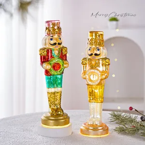Bellissimo set di schiaccianoci luminosi di Natale, decorazione da tavola soldato LED.