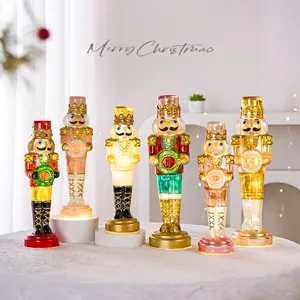 Set di 6 Soldati Schiaccianoci Luminosi Decorazioni Natalizie da Tavolo per Feste.