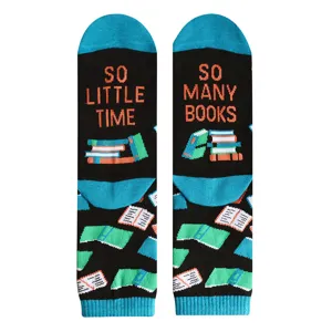 Chaussettes de loisirs en coton avec motifs tricotés de livres et lettres pour tous.
