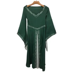 Medieval Renaissance Long Sleeve Green Dress Vintage Costume Party Elegant Women Apparel