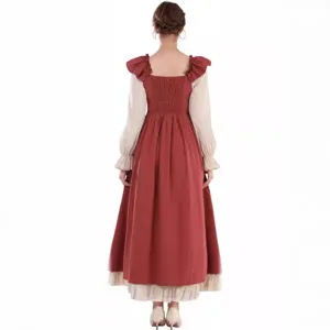 Renaissance medieval long sleeve fairy dress women Irish vintage costume main display view.