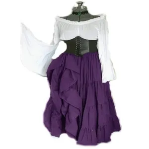 Medieval Renaissance women long sleeve dress vintage party costume product details view