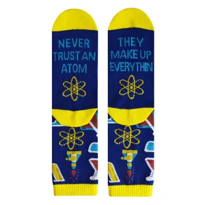 Chaussettes fantaisie science drôle coton unisexe équipage chaussettes avec impression atome