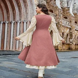 Medieval Renaissance women dress vintage flared sleeve peasant costume elegant maxi gown