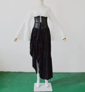 Women medieval Renaissance costume long sleeve dress with corset, ideal for party wear.