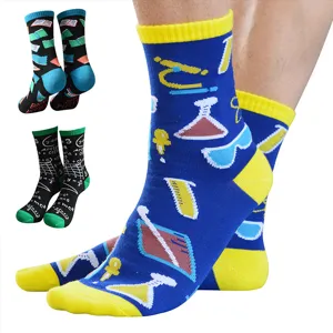Chaussettes Mi-Chaussette Unisexe Imprimé Formule Mathématique Scientifique Chaussettes Décontractées Lettres en Bloc de Couleur