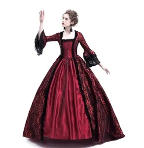 Medieval Renaissance Victorian Gothic Long Dress Vintage Lace Flare Sleeve Gown New