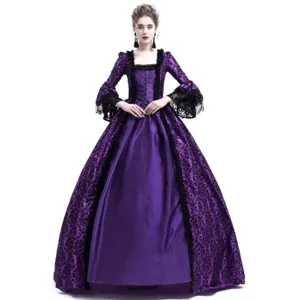Medieval Renaissance gothic victorian ball gown vintage court dress with lace bell sleeves