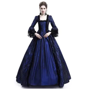 Medieval renaissance vintage long sleeve dress with black lace trim and bell sleeves.