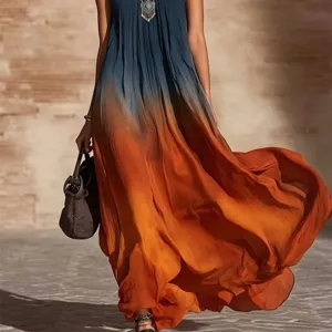 Women halter gradient resort long dress summer beach bohemian sleeveless maxi dress