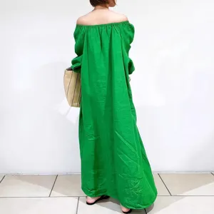 Solid color loose off-the-shoulder casual fashion maxi dress for women elegant daily wear
