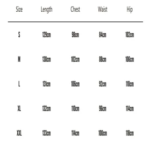 Size chart details with length, chest, waist, and hip measurements for denim dress options.