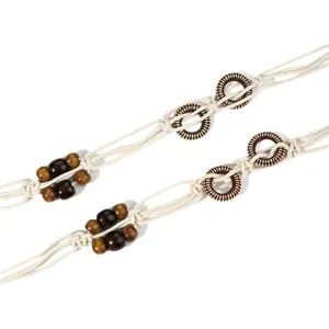 Bohemian braided waist chain for women retro wooden bead dress belt decorative rope