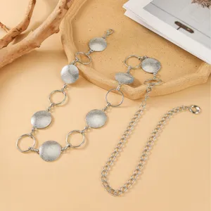 Women Geometric Round Disk Metal Waist Chain Belt Adjustable Dress Pants Belly Chain Fashion Body Accessory Jewelry Gift