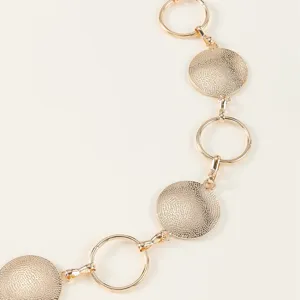 Gold metal chain belt women geometric disc waist accessory dress jewelry versatile chic