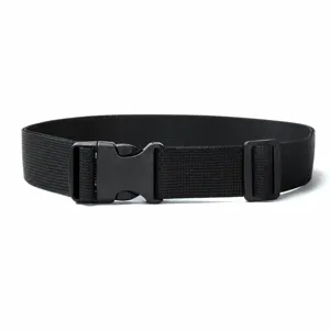 Close-up detail of the black tactical nylon belt with durable plastic buckle for daily wear.