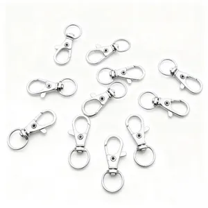 Silver swivel lobster clasp keychain hooks DIY metal hardware accessories for bags and crafts.