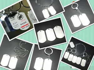 Stainless steel blank dog tag keychain multi-style metal military pendant laser engraving accessory