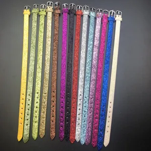 Dünnes glitzerndes PU Leder Uhrenarmband 8mm buntes Ersatzarmband für Uhrenaccessoires