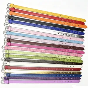 Buntes 8mm PU Schlangenmuster Uhrenarmband Set für Damen, flache Hauptproduktansicht.