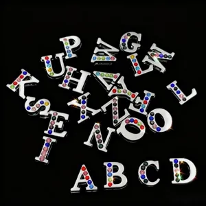DIY Alloy Rhinestone Letter Charms Colorful Crystal Alphabet Pendants For Bracelet Necklace Jewelry Making