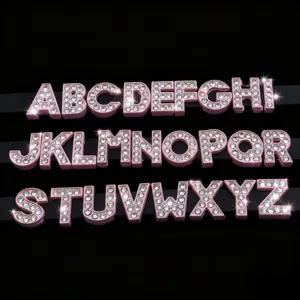 Pink rhinestone alphabet letter charms DIY sliding letters for bracelets pet collars 26pcs