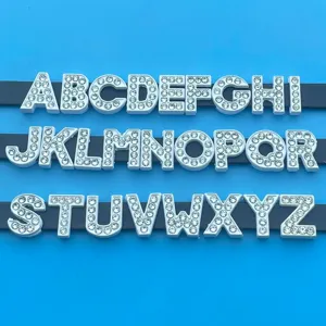 DIY rhinestone alphabet letter slide charms beads set A-Z for bracelet jewelry making.