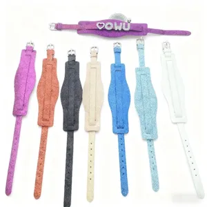 Glitter PU leather watch strap replacement bands DIY handmade bracelet accessories multi color.