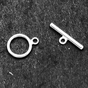 Metall Knebelverschluss Set DIY Schmuckherstellung Zubehör silberner T-Steg und Ringverbinder