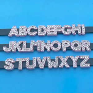 Pink rhinestone English letter charms DIY alphabet beads for custom jewelry making accessories