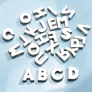 8mm smooth silver metal letter charms DIY alphabet pendants for bracelets keychains 1pc